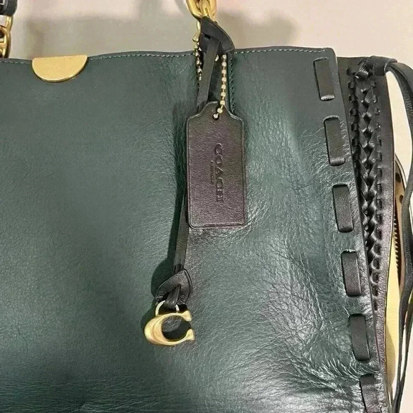 NWT COACH 37391 Dreamer Tote 34 in Colorblock Evergreen Whipstitch Rivets - Picture 10 of 16